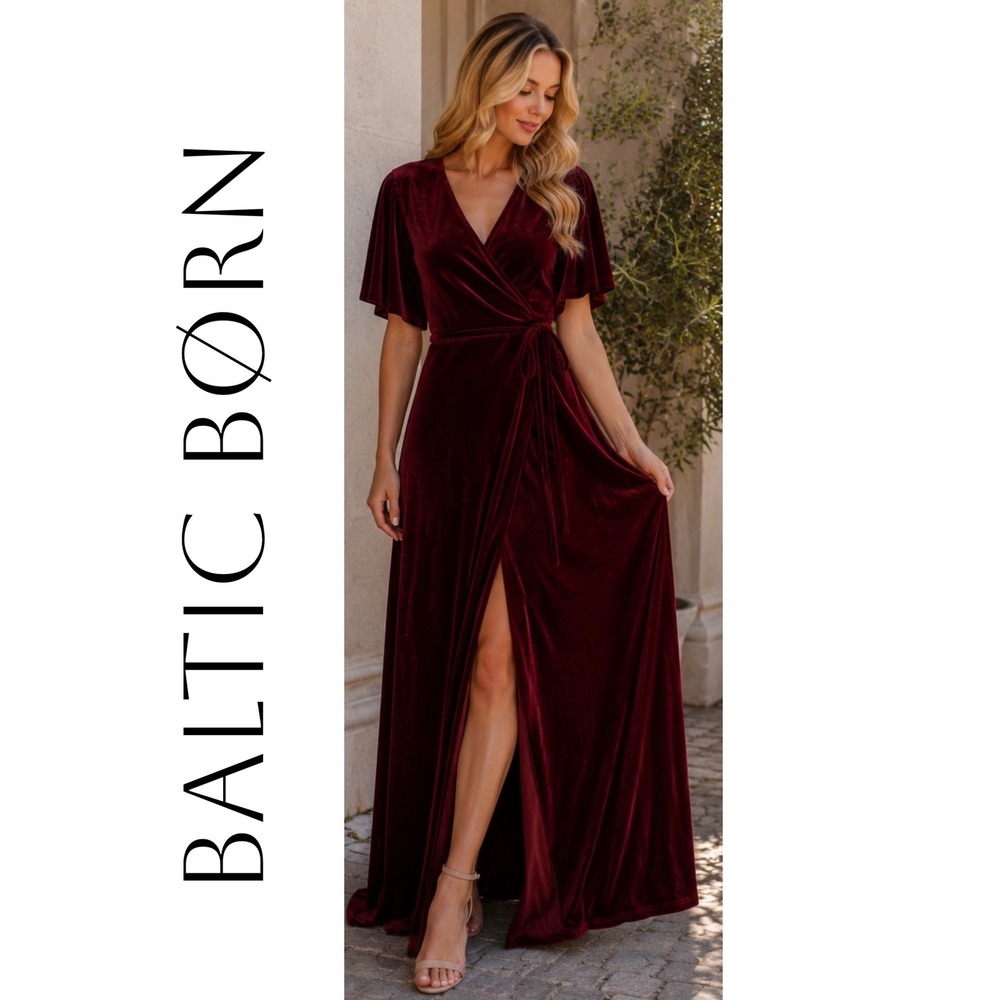 Baltic Born Meghan Velvet Wrap Maxi Dress Merlot Red‎ Size XXL